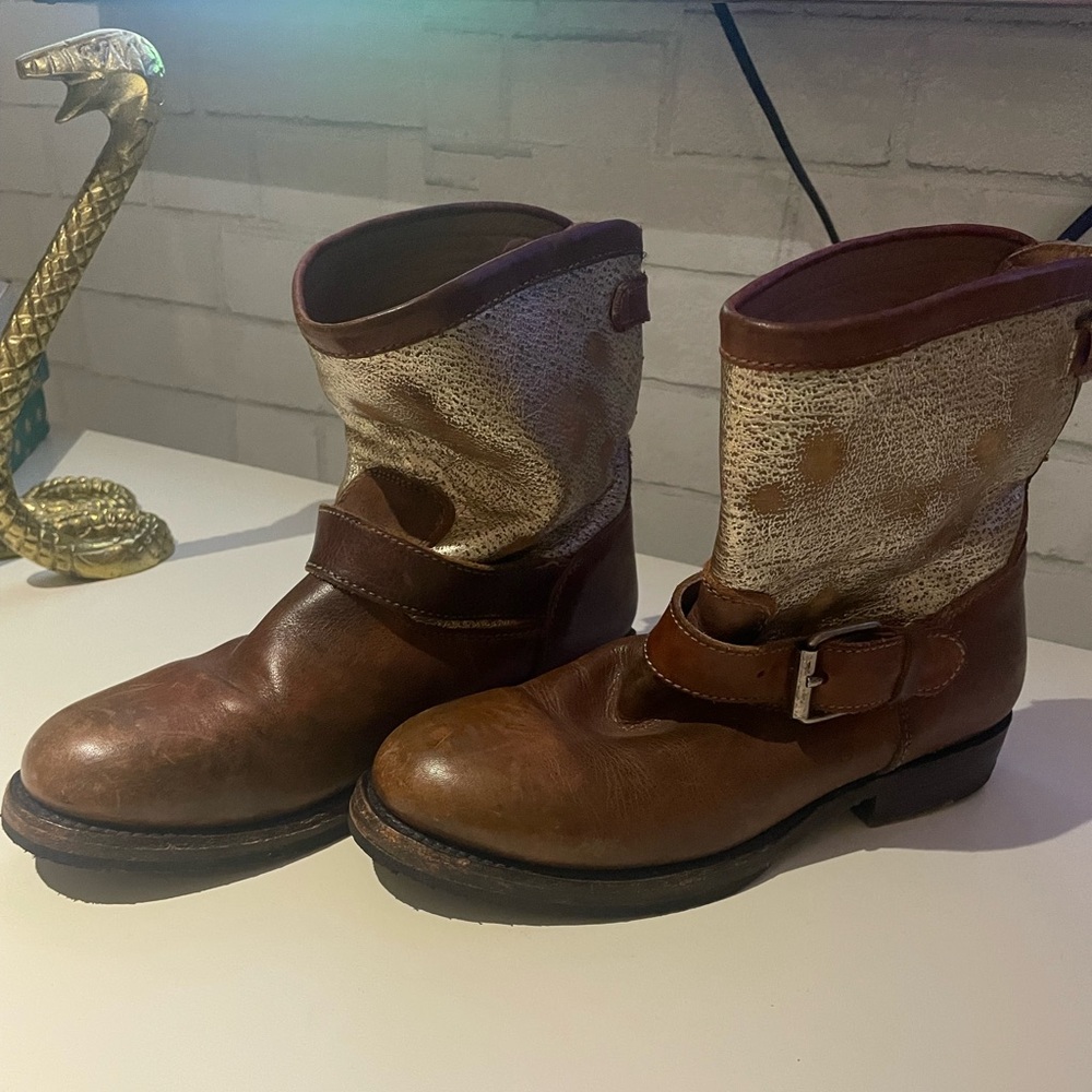 ASH Gold Distressed Boot